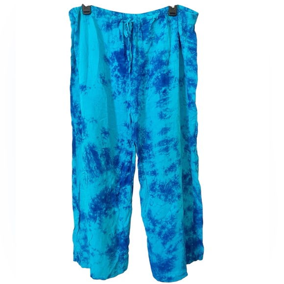 Tropics Clothing Pants - Tropics Clothing‎ Blue Tie Dye Lightweight Pull On Drawstring Pants Size Large